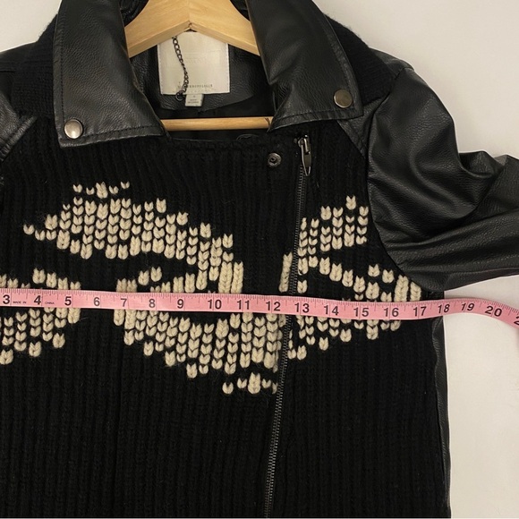 Anthropologie || Ett:twa Sweater Knit Moto Leather Jacket Black Small - Picture 6 of 8
